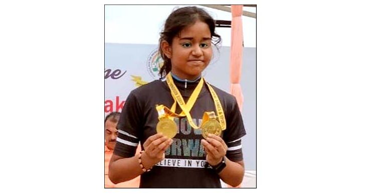  CMS student Anjali wins two gold medals in Skating Championship